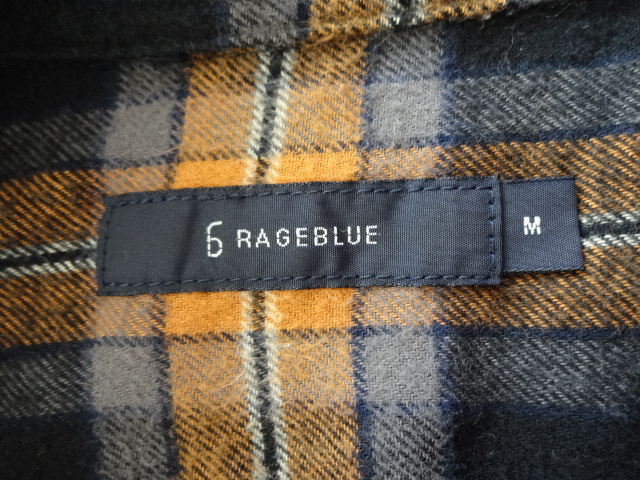 送料520円★RAGEBLUE ネルシャツ 黄×黒 M★レイジブルー チェックシャツ 長袖シャツ rage blue_画像3