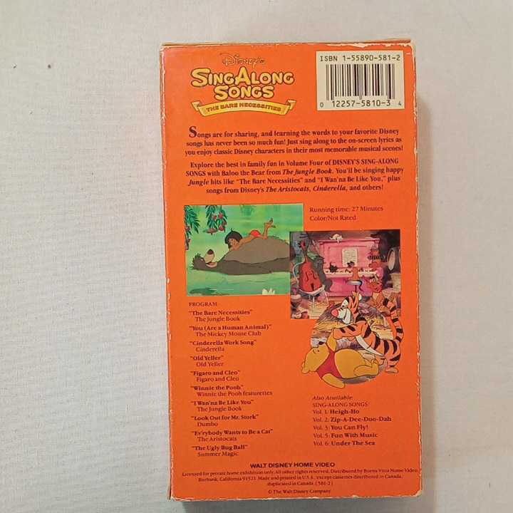 zaa-zvd17!Sing Along Songs4: The Bare Necessities - The Jungle Book [VHS] английская версия 