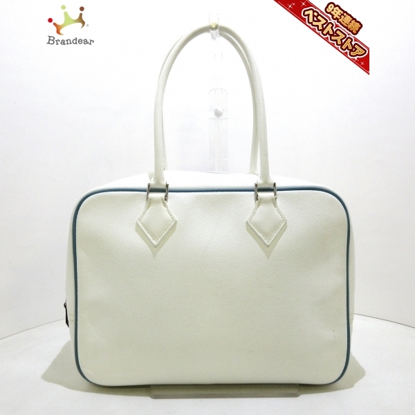 エルメス HERMES ハンドバッグ プリュム28 ヴォーエプソン 白×ブルージーン バイカラー/シルバー金具 J バッグ クーポン・セール エルメス HERMES バイカラー 28 プリュム ショルダーバッグ