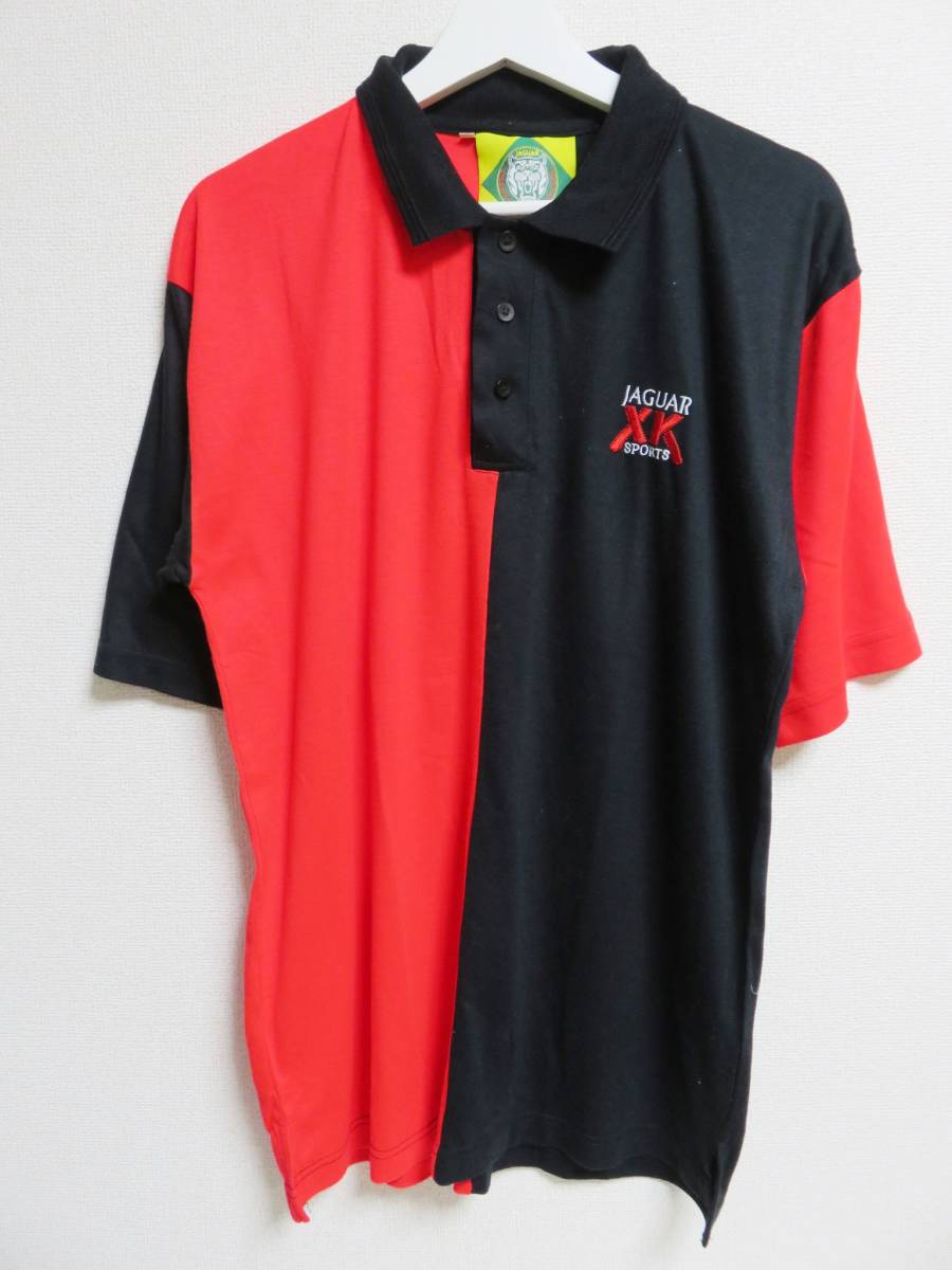 90s-00s ジャガースポーツ JAGUAR XK SPORTS ポロシャツ LL オフィシャルアイテム 黒×赤 車 自動車 _画像1