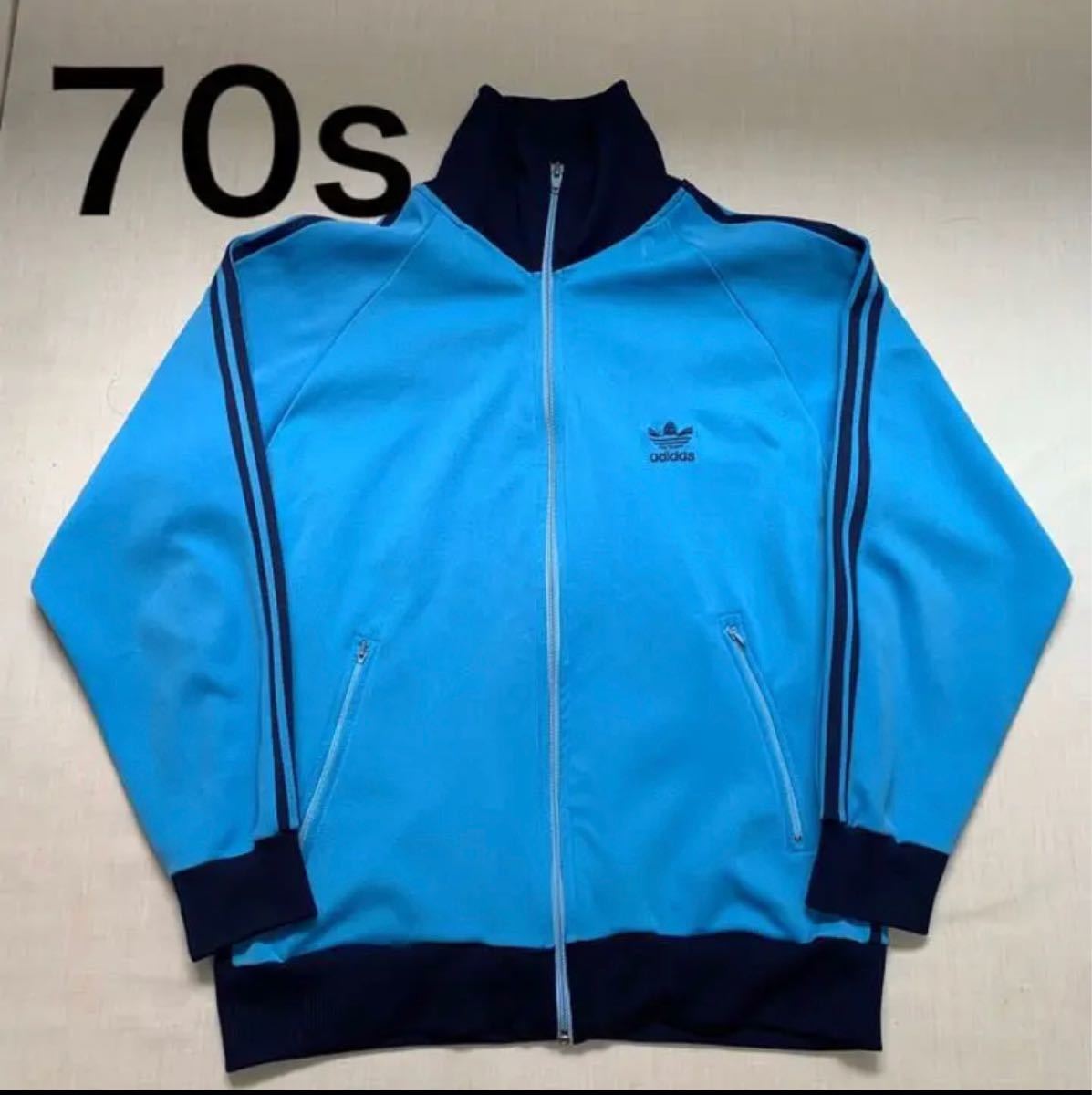 60-70's adidas アディダス バイカラー トラックジャケット ブルー-