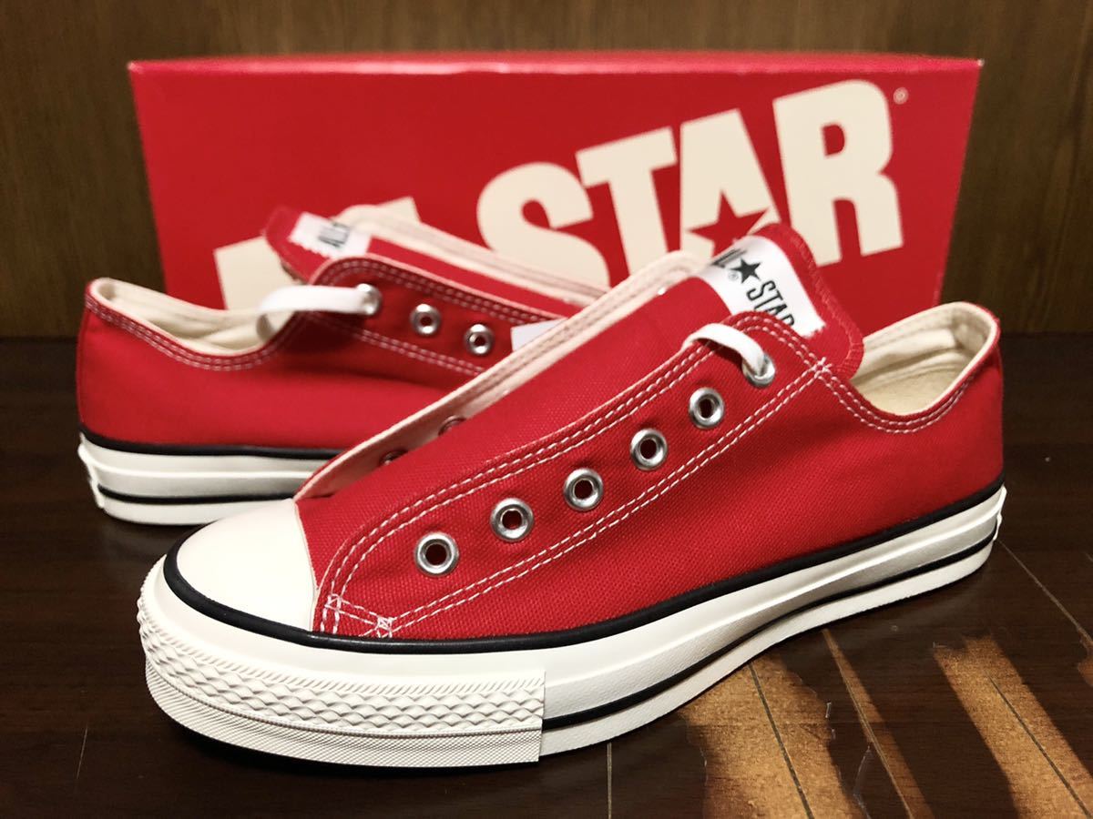 20年製 CONVERSE ALLSTAR J OX LO コンバース オールスター キャンバス生地 MADE.IN.JAPAN 日本製 RED CANVAS レッド 赤 27.5cm_画像1