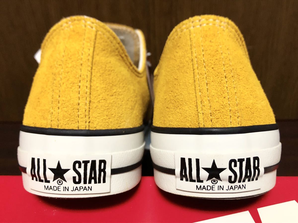 21年製 CONVERSE ALLSTAR SUEDE AS J OX LO コンバース オールスター スエード 生地 MADE.IN.JAPAN 日本製 GOLD ゴールド イエロー 27.0cm_画像3