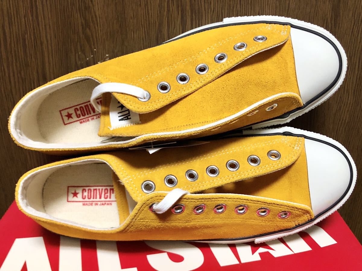 21年製 CONVERSE ALLSTAR SUEDE AS J OX LO コンバース オールスター スエード 生地 MADE.IN.JAPAN 日本製 GOLD ゴールド イエロー 27.0cm_画像4