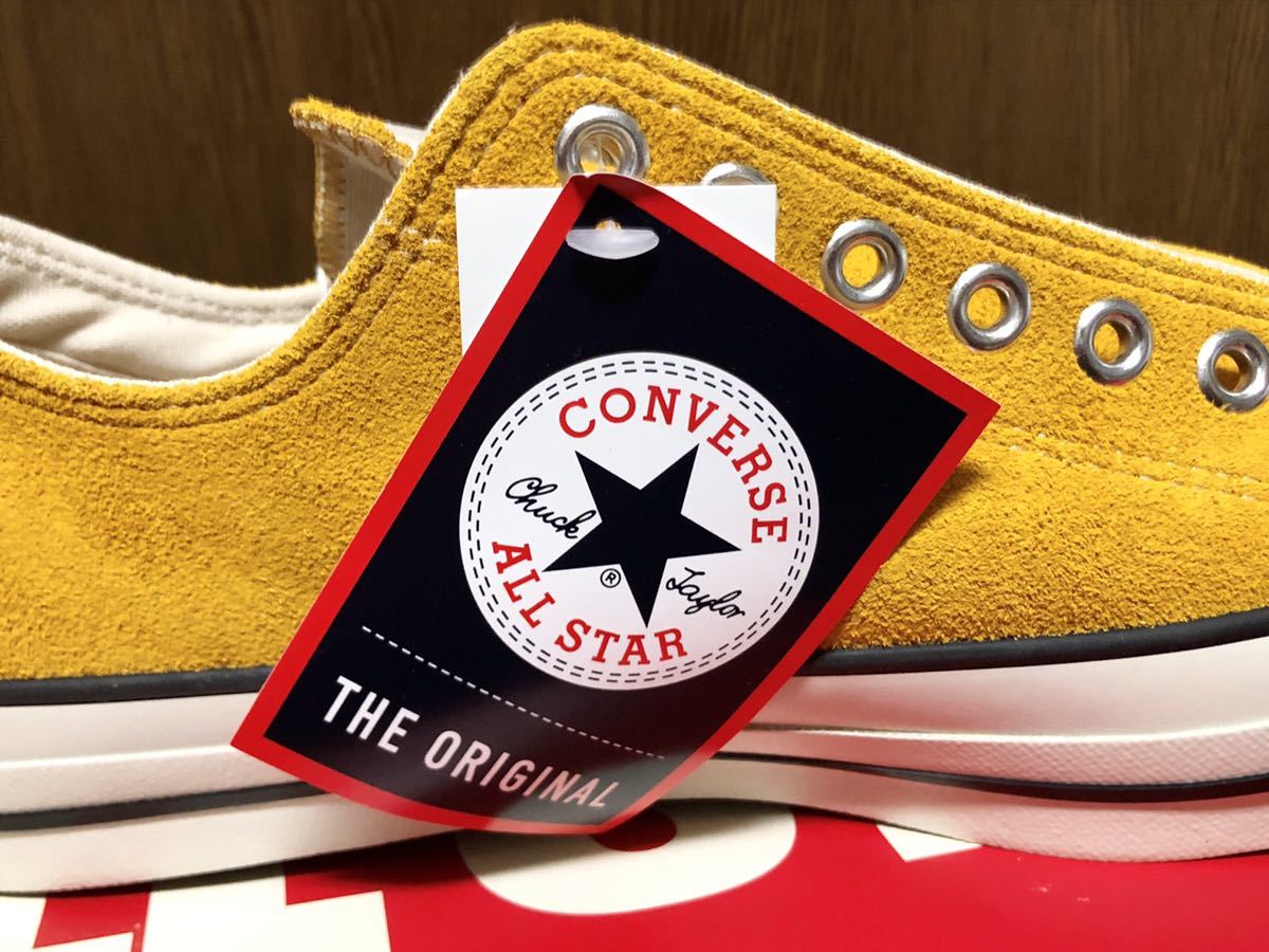 21年製 CONVERSE ALLSTAR SUEDE AS J OX LO コンバース オールスター スエード 生地 MADE.IN.JAPAN 日本製 GOLD ゴールド イエロー 27.0cm_画像6