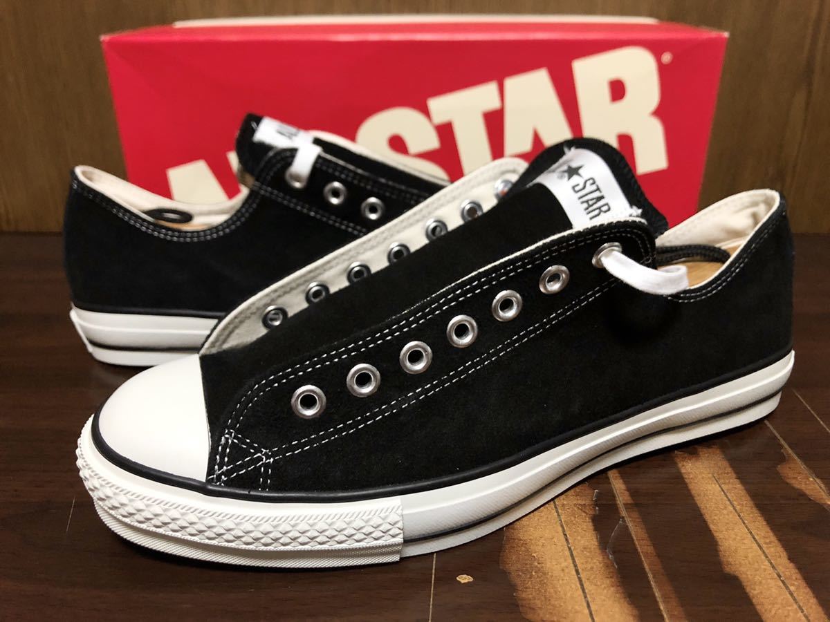 21年製 CONVERSE ALLSTAR SUEDE AS J OX LO コンバース オールスター スエード 生地 MADE.IN.JAPAN 日本製 BLACK ブラック 黒 29.0cm_画像1