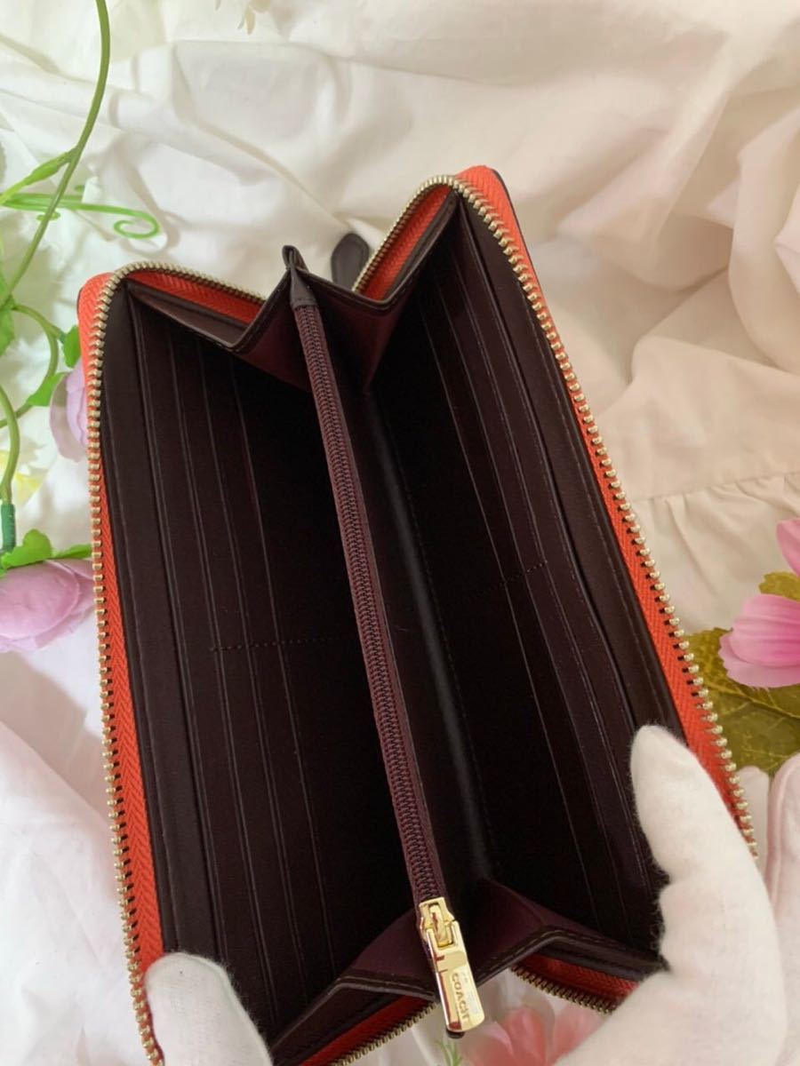 COACH】コーチ 正規品 新品 長財布 レッド×ハートチューリップ