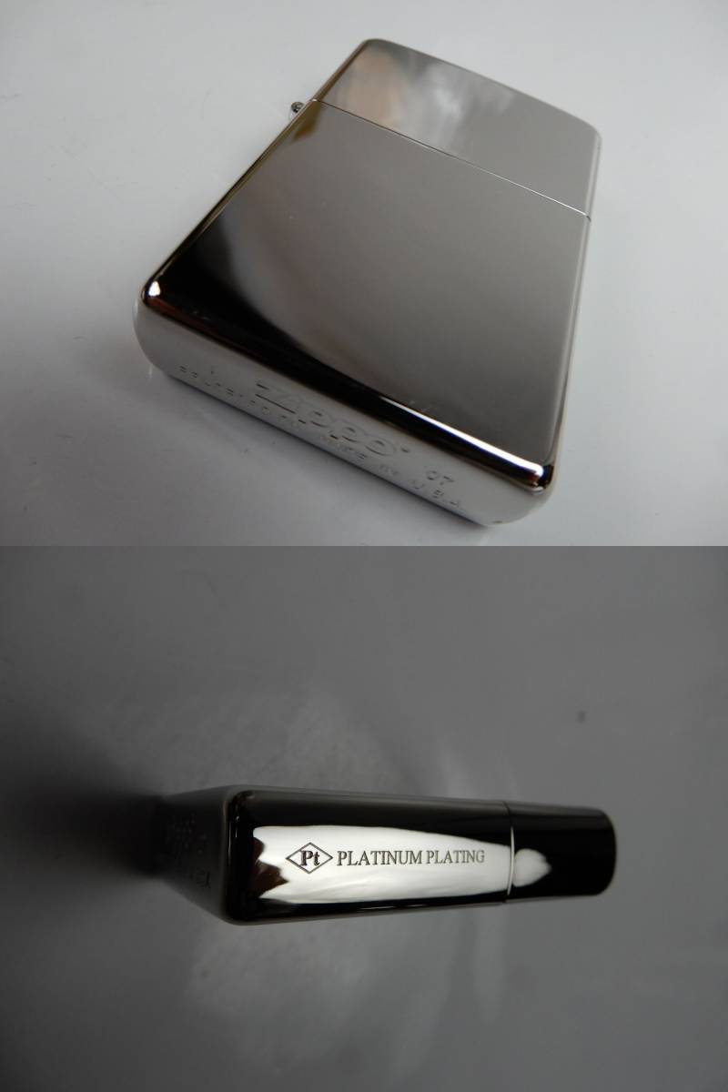 【ZIPPO】 ジッポー PLATINUM PLATING プラチナプレーティング 2PT 箱付き 未使用品 中古品 JUNK扱い 一切返品不可で！_画像6