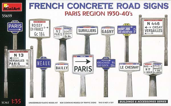 ミニアート MA35659 1/35 フランス舗装道路標識 1930年-40年 パリ地方_画像1