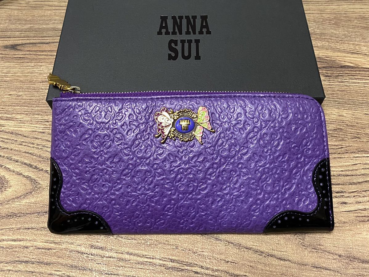 未使用 アナスイ 鬼滅の刃 ANNA SUI 二つ折り財布 胡蝶しのぶ パープル