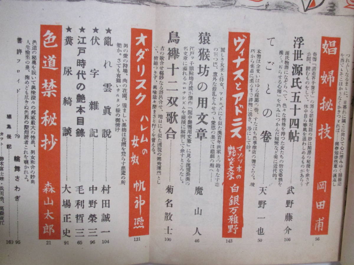 【秘版・艶本の研究・第二輯（増刊・人間探求）】昭和27年9月／第一出版社刊（★娼婦秘技、艶本狂蝶新語、糞尿奇談、伏字雑記、他）_画像7