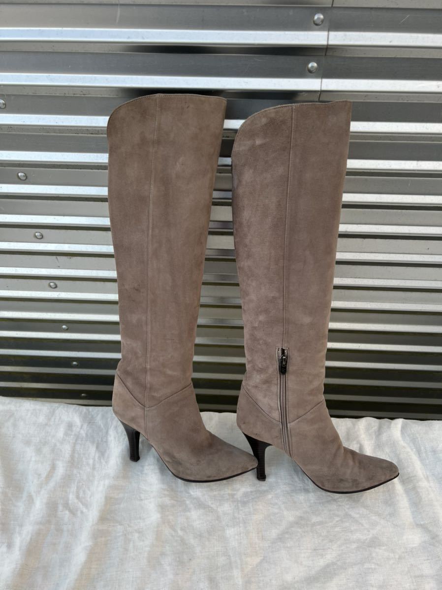 * Ginza kanematsu suede beige long boots 23 centimeter *A-2244