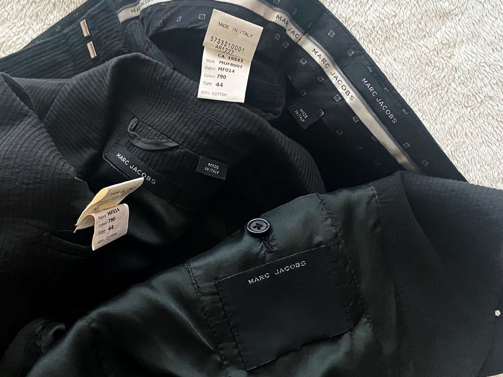 イタリア製 MARC JACOBS size44 セットアップ スーツ メンズ ブラック 黒 マークジェイコブス ジャケット ワイドパンツ スラックス_画像8