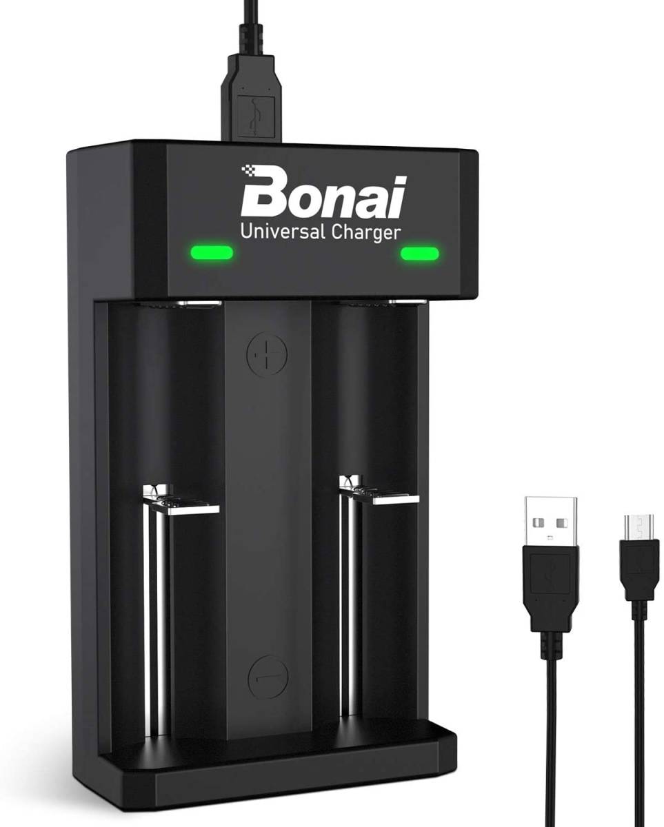 BONAI 18650 電池充電器 急速 リチウム充電器 Li-ion充電池に対応 2スロット 電池充電器 _画像1