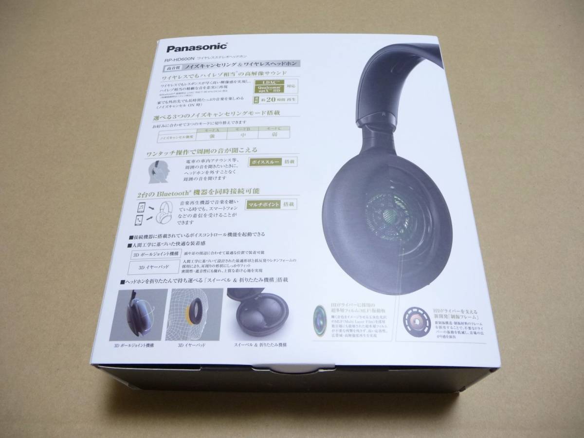 ◇新品 Panasonic ワイヤレスステレオヘッドンホン RP-HD600N-K ...