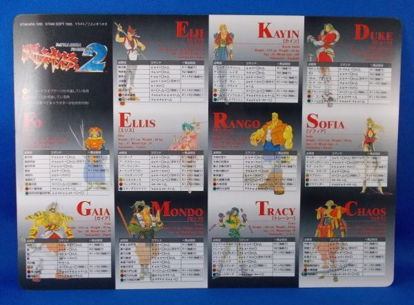 ヤフオク 闘神伝2 技コマンド表 B5サイズ下敷き 旧タカラ
