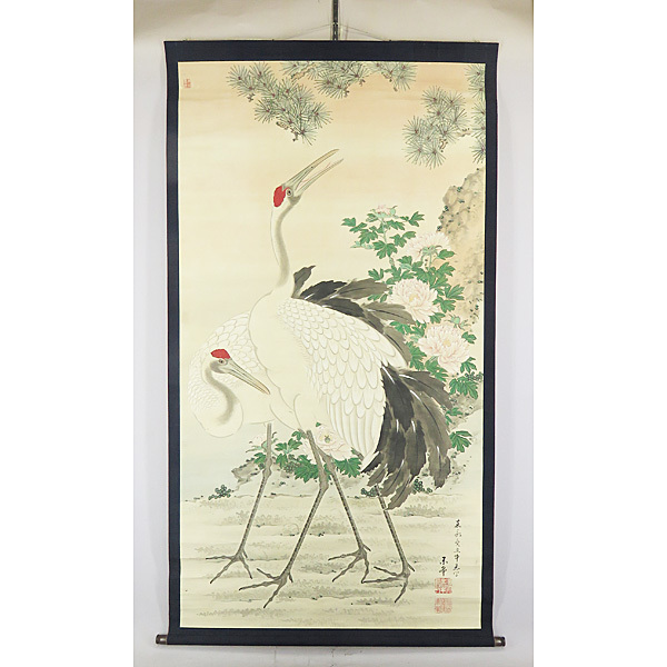 大得価格安】 ヤフオク! - B-1835東皐筆 肉筆紙本 双鶴図 大幅
