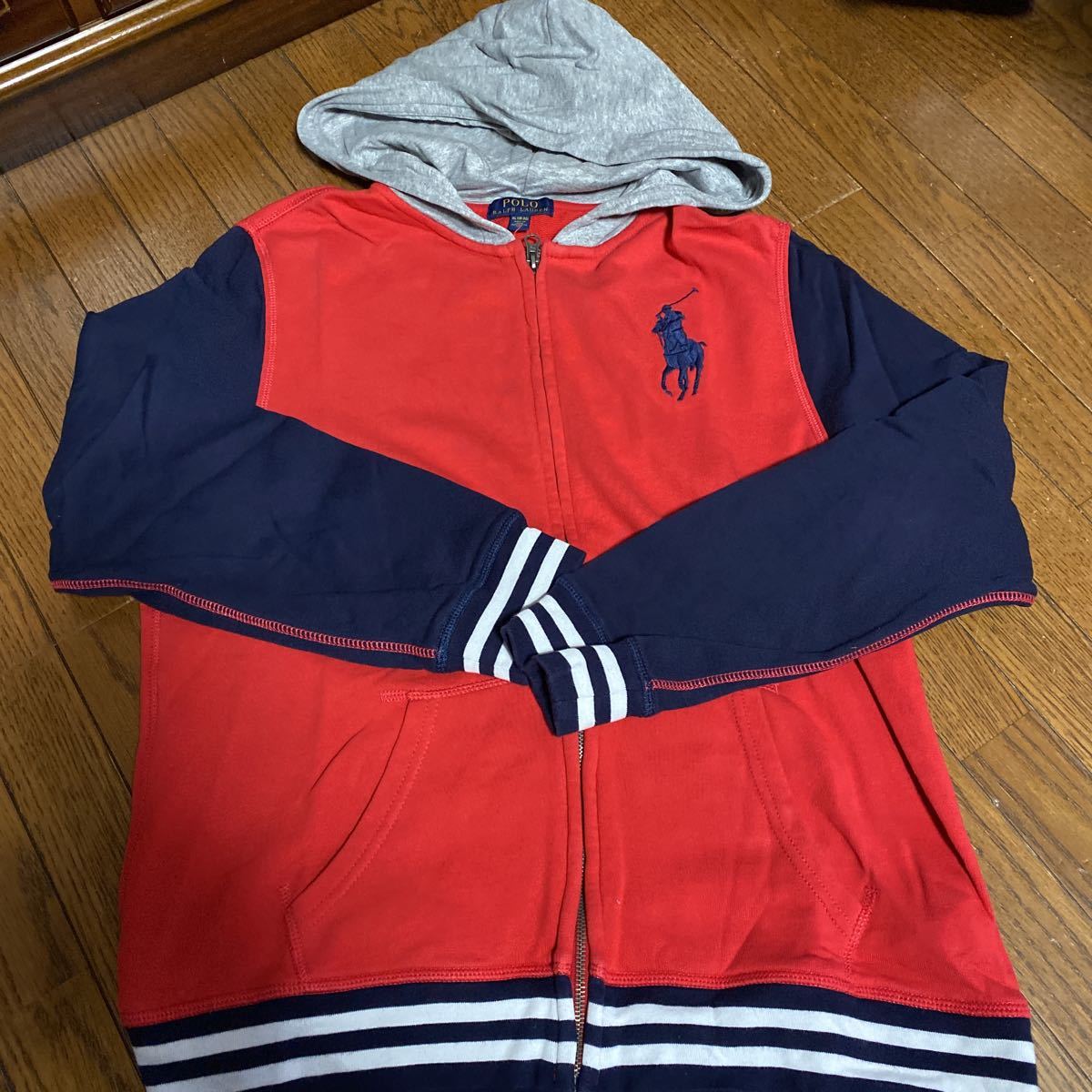 美品　ポロ　ラルフローレン ジップアップパーカー ビッグポニー boys XL 18-20 170cm POLO RALPH LAUREN 国内正規品