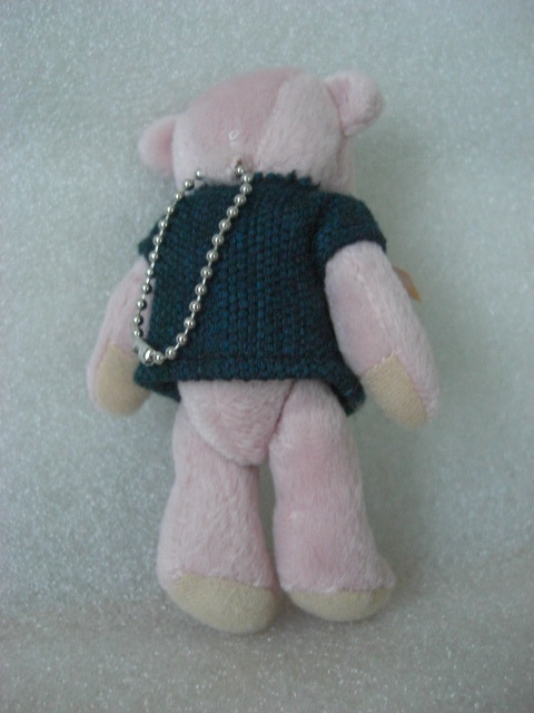 北海道　手織り紬　優佳良織(ユーカラ織)を着たクマさん ボールチエーン付き_画像3