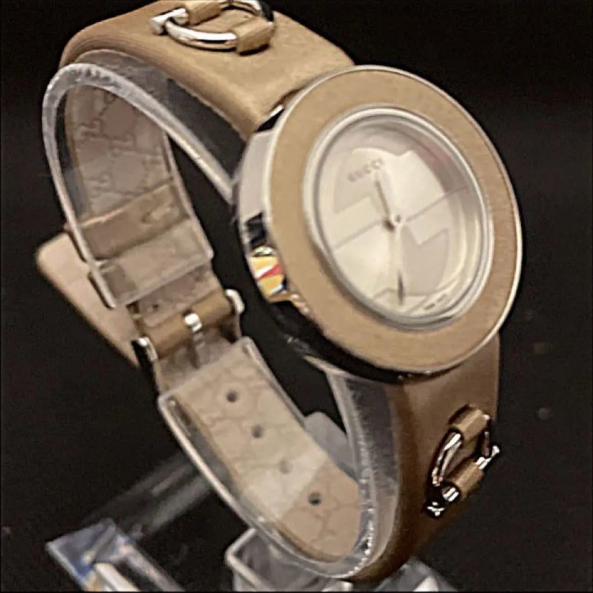 グッチGUCCI 129.5 美品　稼働品　変えベゼルバンド　内袋箱付き　レディース腕時計
