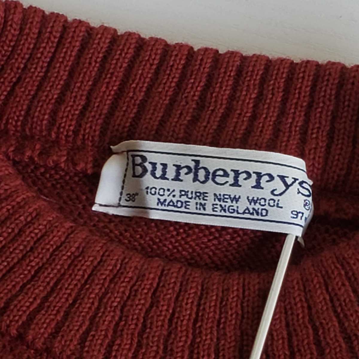 極上品◆80～90’S/オールド Burberrys バーバリーズ ヴィンテージ古着  ケーブルニット/セーター/刺繍ロゴ/イングランド製/バーバリー(38)