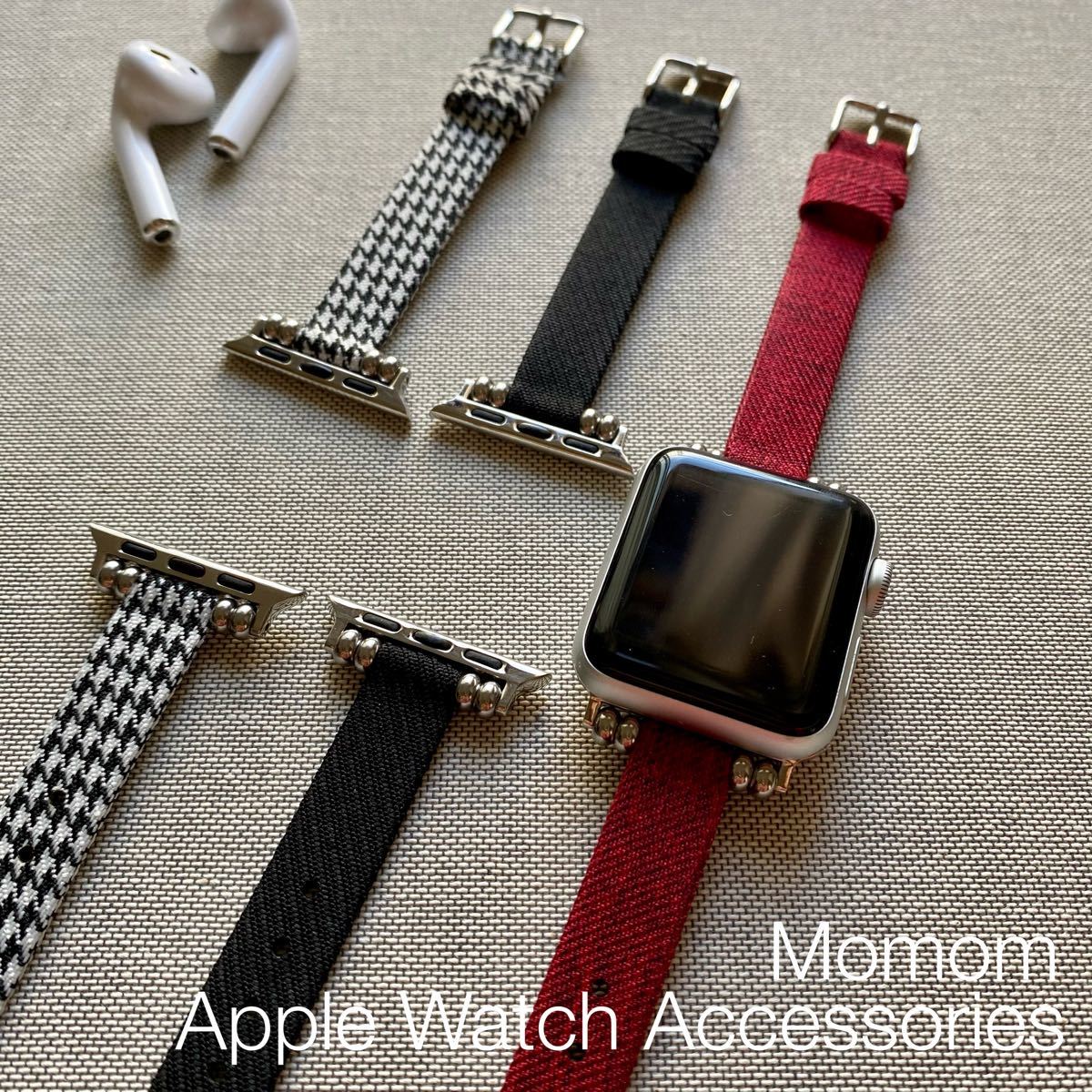 新作商品 新品未使用 Apple Watch ベルト 38 40 41mm 千鳥格子 黒