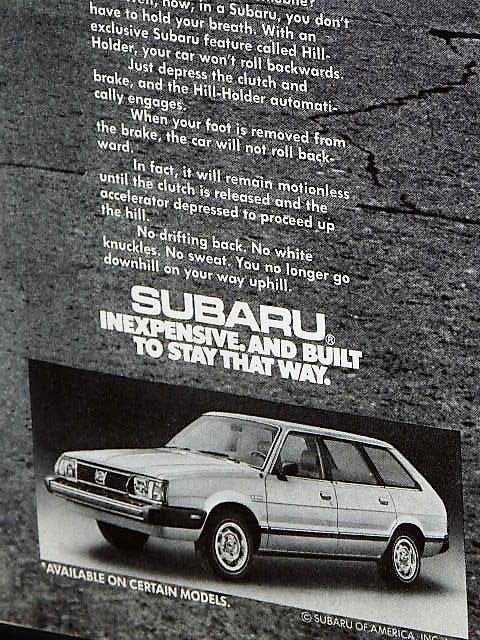 1981年 USA 80s vintage 洋書雑誌広告 額装品 Subaru GL スバル / 検索用 レオーネ 店舗 ガレージ ディスプレイ 看板 装飾 サイン (A4size)_画像4