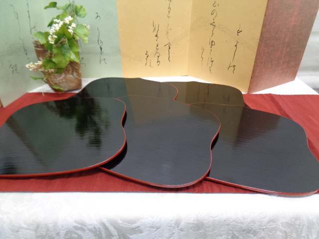 高級漆器 黒塗り 兵丹皿 一人盆 おもてなし 5枚 未使用品|PayPayフリマ