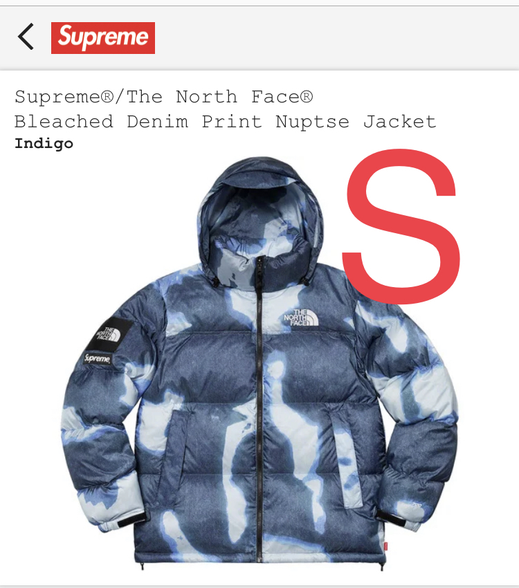 新品正規】Indigo S / 21aw Supreme The North Face Bleached Denim