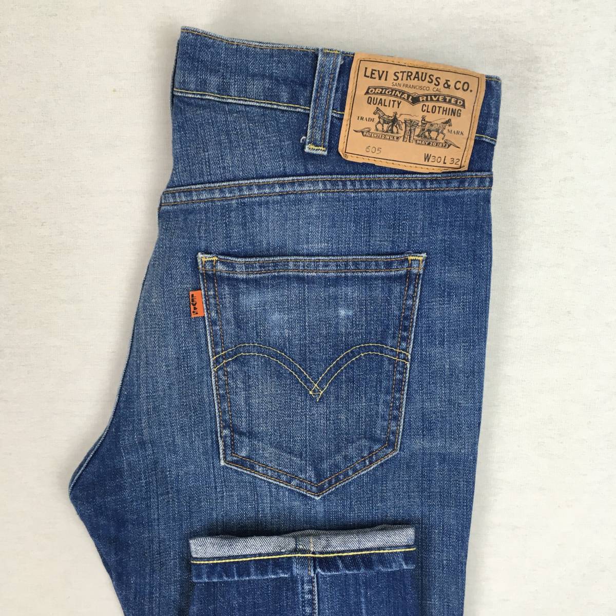 Levi's リーバイス 605 30605-0029 BIG'E' LVC スリムフィット ストレッチ ジーンズ W30 L32 オレンジタブ TALON42ジップ ユーズド加工