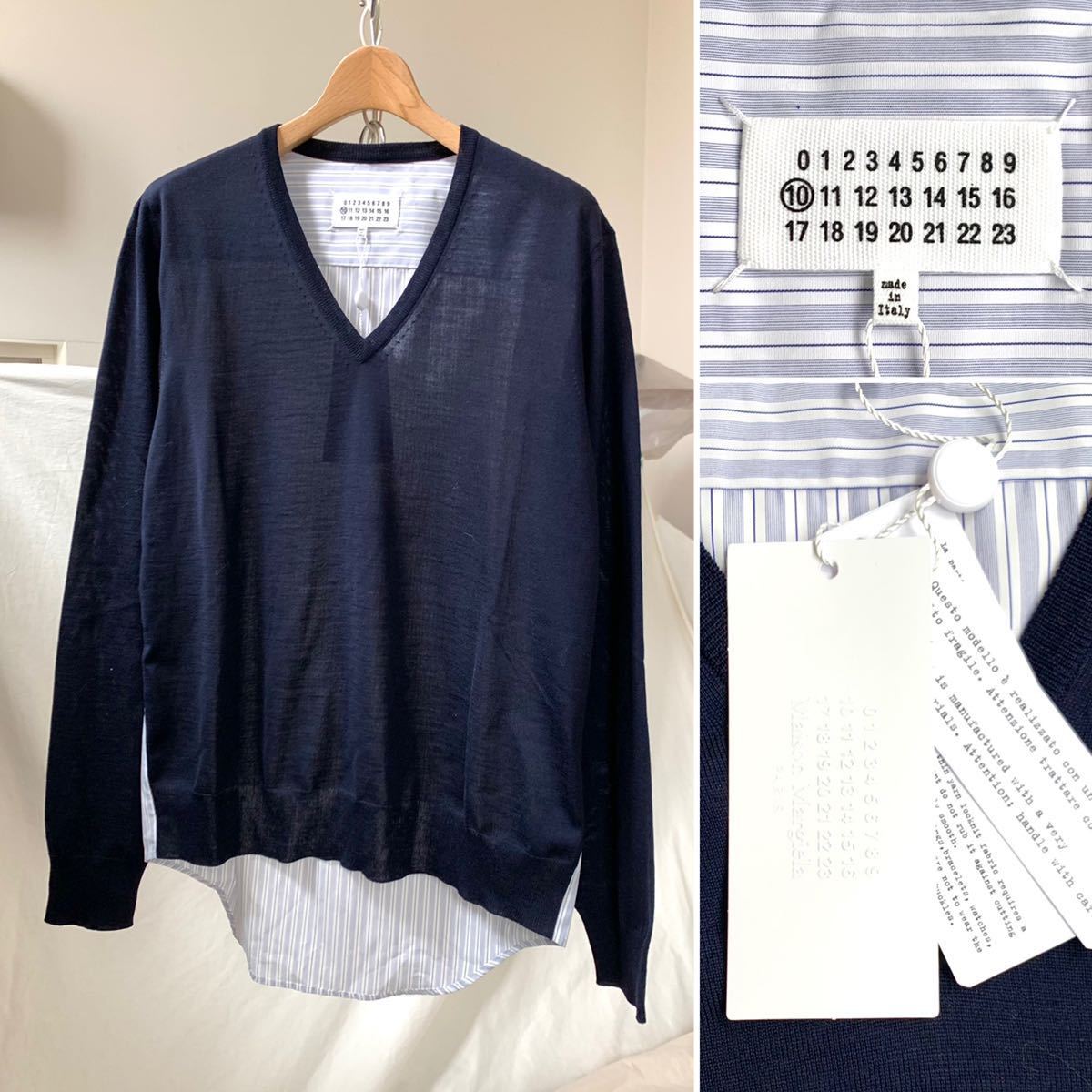 初売り】 定11.5万 シャツ セーター Vネック スプライスド Spliced