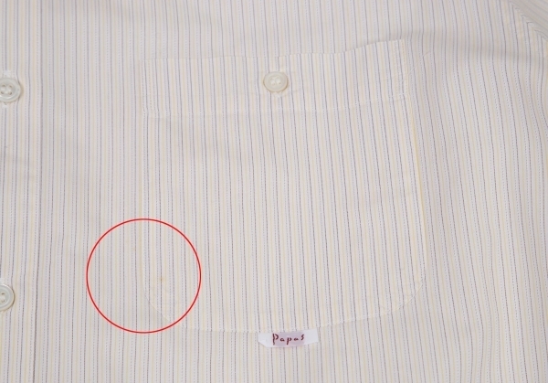 パパスPapas コットン袖ポケットストライプシャツ 白黄48M 【メンズ】_画像4