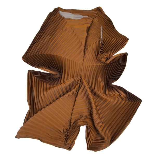  Issey Miyake ISSEY MIYAKE radiation pleat design One-piece Brown 2 [ lady's ]