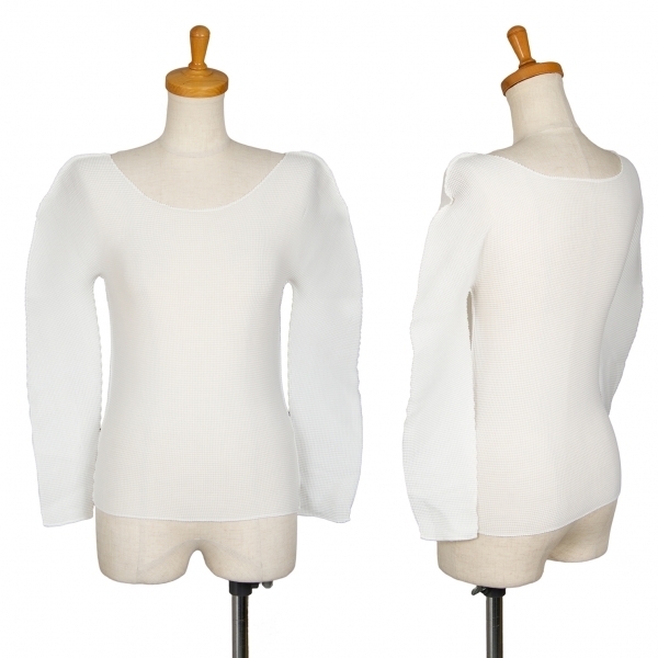 イッセイミヤケ ミーISSEY MIYAKE me ボックスプリーツカットソー 白F