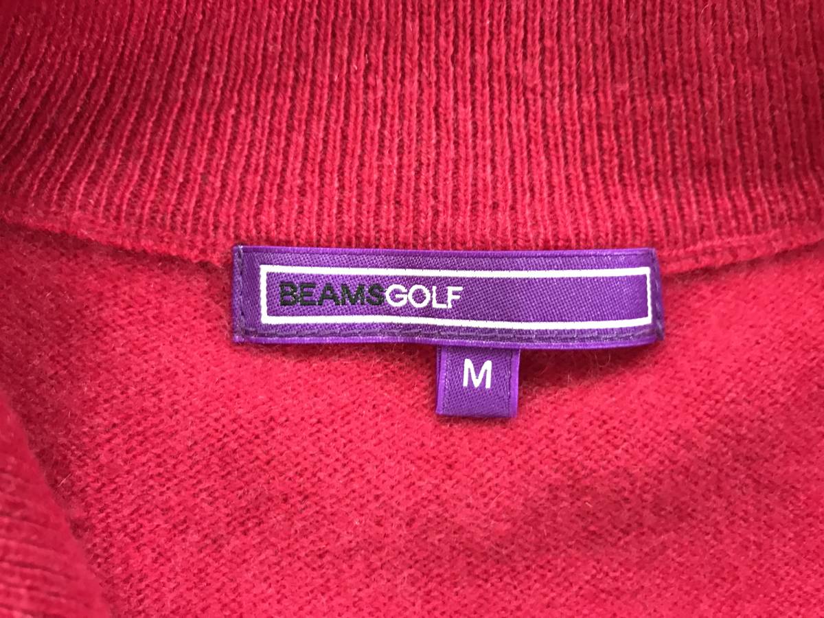 BEAMS GOLF Beams Golf lady's badge attaching full Zip cashmere 100% knitted jacket superior article size M