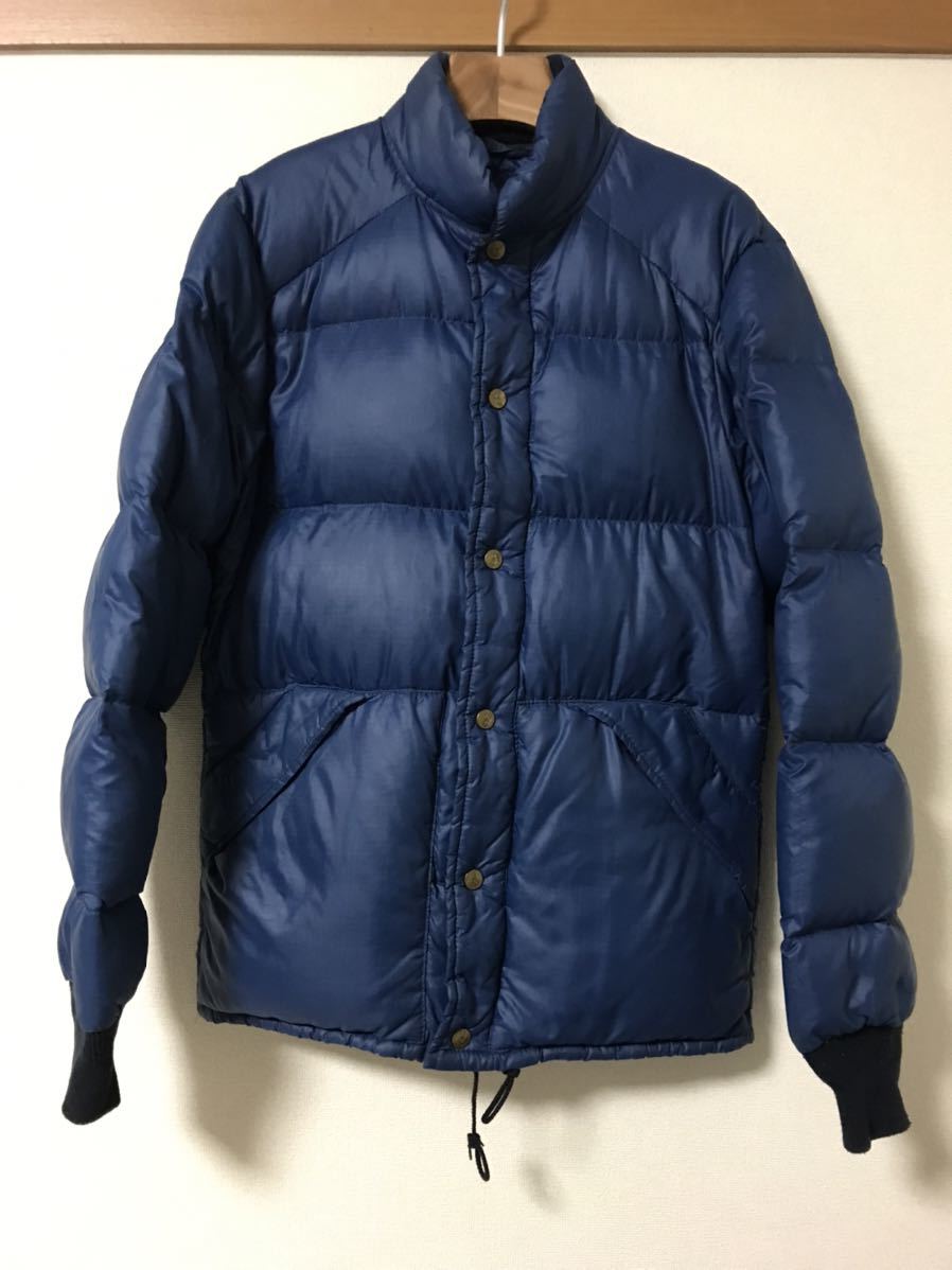 エディバウアー eddie bauer スリムダウンジャケット 青 sizeS～M? 黒タグ_画像1