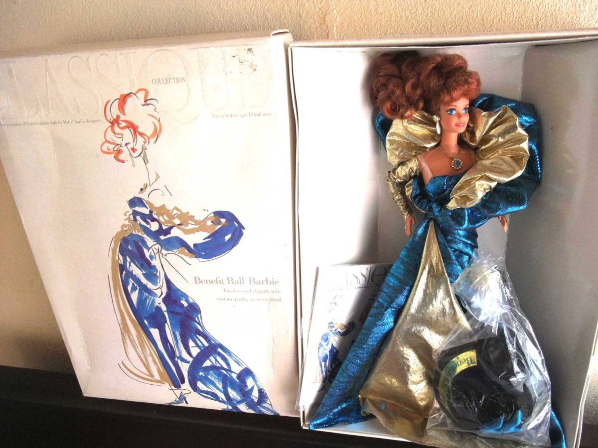 バービー人形　Benefit Ball Barbie　未使用?　保管品　※箱はキズ汚れ　マテル　青いドレス　限定品　ドール　MATTEL レトロ_画像2