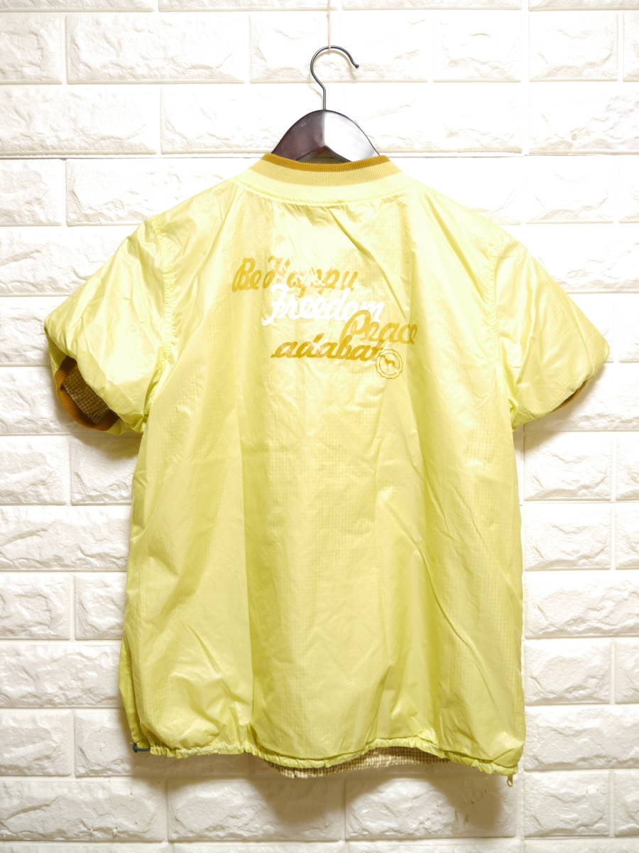 F2 □ adabat □ アダバット　リバーシブルナイロンTシャツ　黄/カーキ系　中古　サイズ３８_画像2
