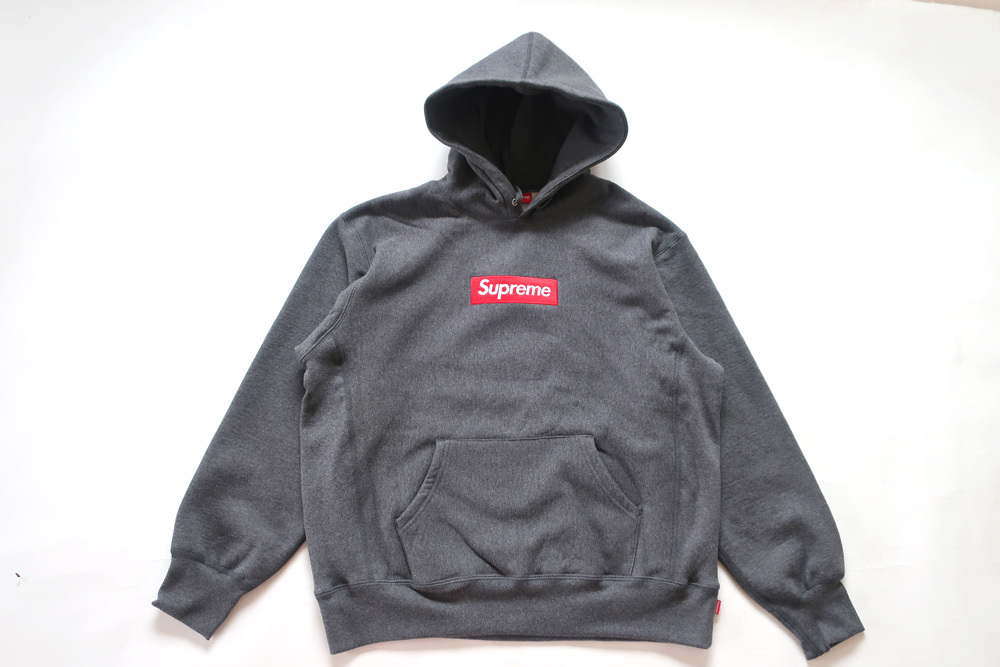 (L)Supreme Box Logo Hooded SweatshirtシュプリームボックスロゴスウェットパーカCharcoalチャコールグレー_画像1