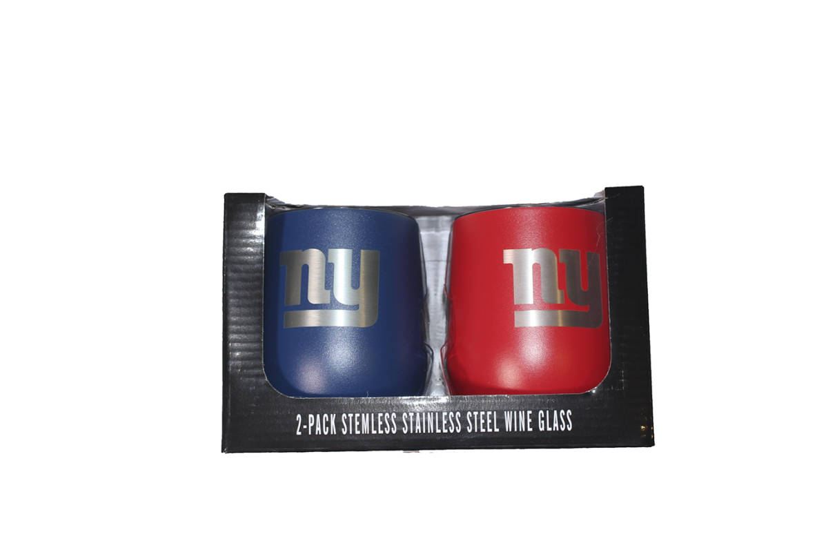 NEW YORK GIANTS 2 PACK STEMLESS STAINLESS STEEL WINE GLASS
