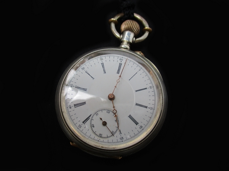 時代■ 懐中時計 J.ULLMANN&Co [銀製 0,800刻印 径約55㎜]麒麟トレードマーク■ ウルマン ポケットウォッチ 骨董 7627■