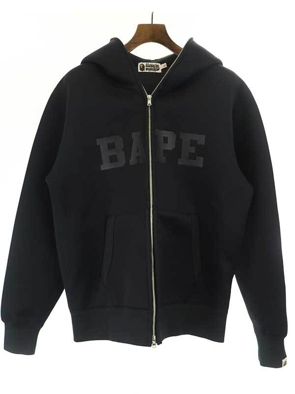 A BATHING APE ア ベイシング エイプ ロゴボンディングフルジップパーカー ブラック XL メンズ