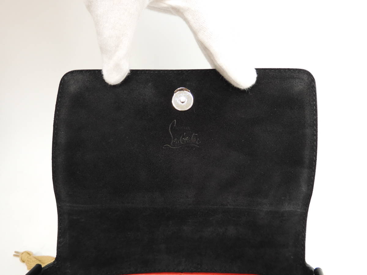 クリスチャンルブタン ポシェットバッグ ZoomPouch レザー黒 スタッズ