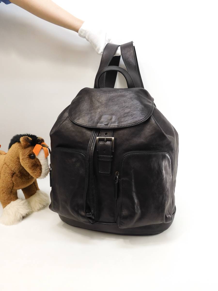 プラダ バックパック中 メンズ レザー黒 リュックサックバッグ 美品@ 6