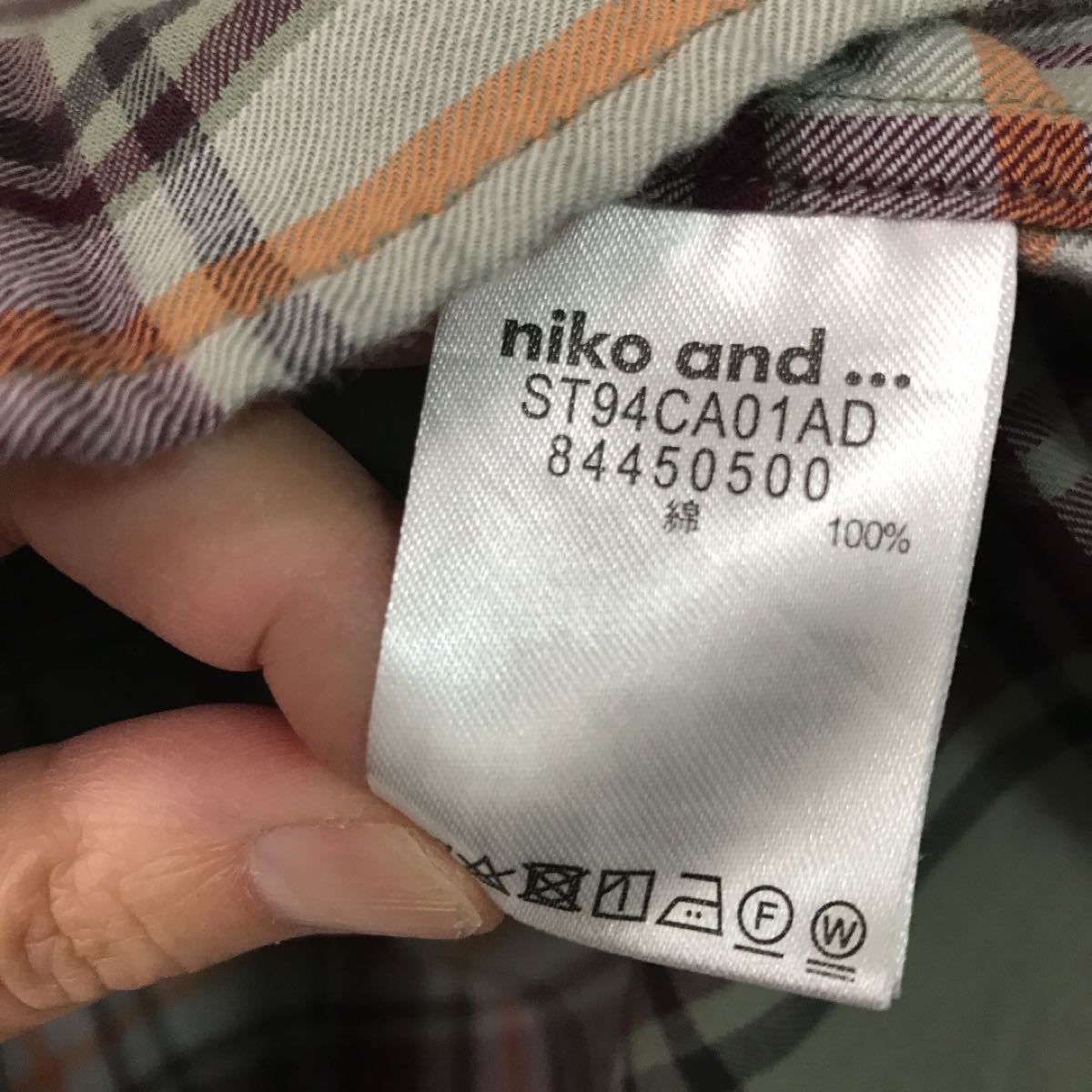 ニコアンドniko andチェック秋冬物ゆったりシャツregular shirtサイズ4着丈75身幅57