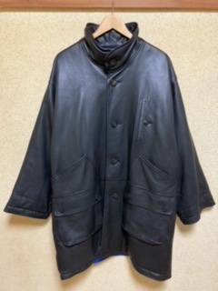 80s イッセイ ミヤケ ツモリチサト レザー オーバー コート ジャケット