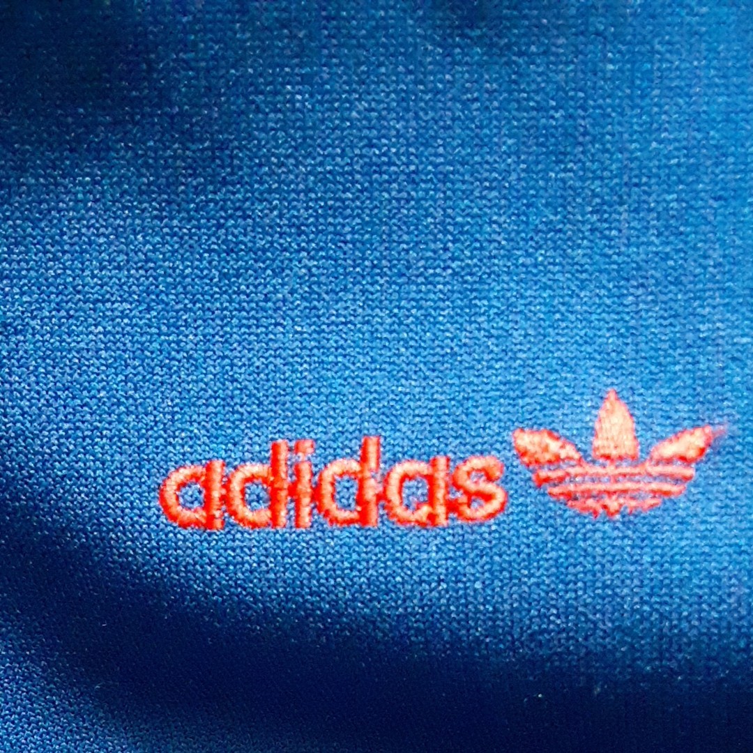 レア　70s 西ドイツ製　 adidas vantage トラックジャケット　デサント　 ジャージ　赤刺繍ロゴ　古着　濃紺