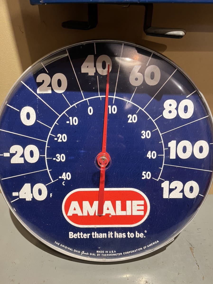 ヴィンテージ 壁掛け温度計 AMALIE OIL CO. アマリーオイルカンパニー 60's70'sガレージ hotrod chopper OHIO thermometer Co. Made in USA_画像5