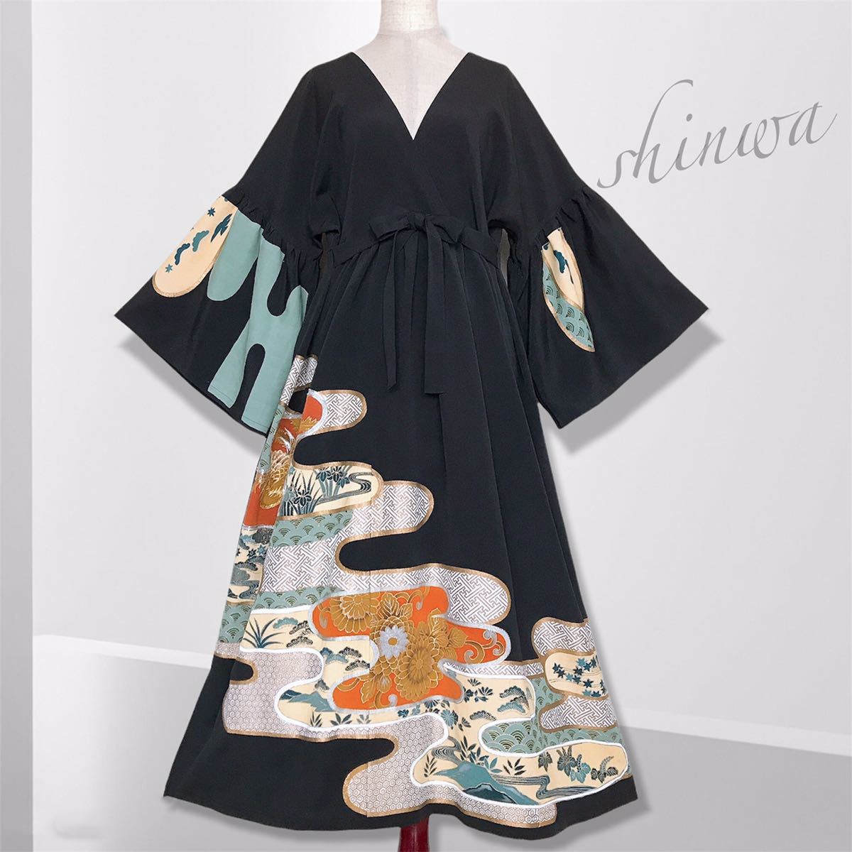 Yahoo!オークション - 心和 着物リメイク カシュクール Yahoo!オークション - 心和 着物リメイク カシュクール