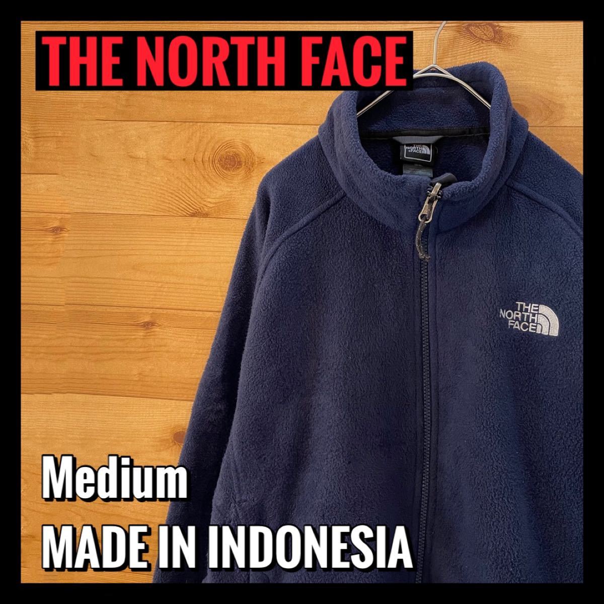 【THE NORTH FACE】フリースジャケット バックロゴ 刺繍ロゴ メンズM アウトドアウェア ノースフェイス アメリカ古着